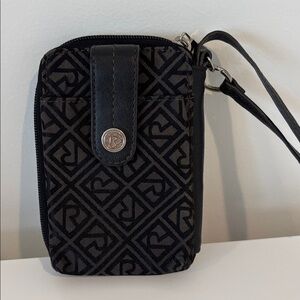 Relic Black Geometric Wallet wristlet with Silver Accent zip around closure